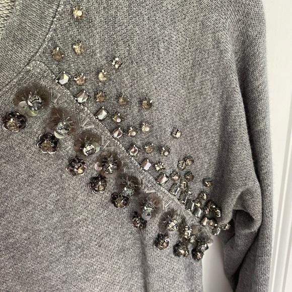 J.Crew Factory Gray Beaded Sweatshirt XS - Picture 3 of 4
